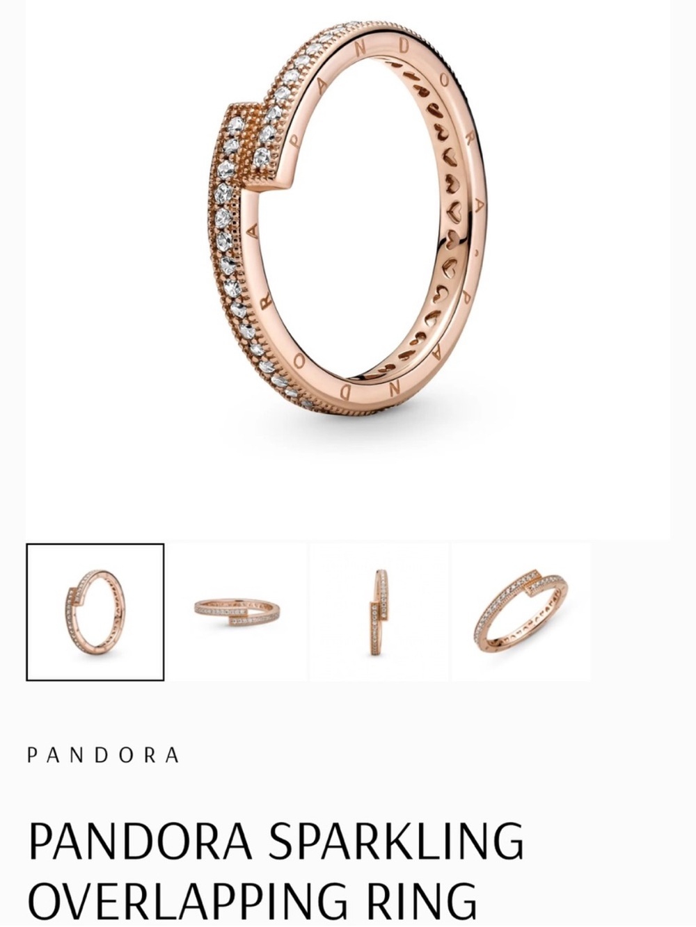 Pandora Rose Gold Double Row Sparkle Overlapping Ring